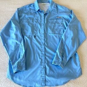 Men’s Columbia Performance Fishing Gear Long Sleeve Shirt Light Blue XL
